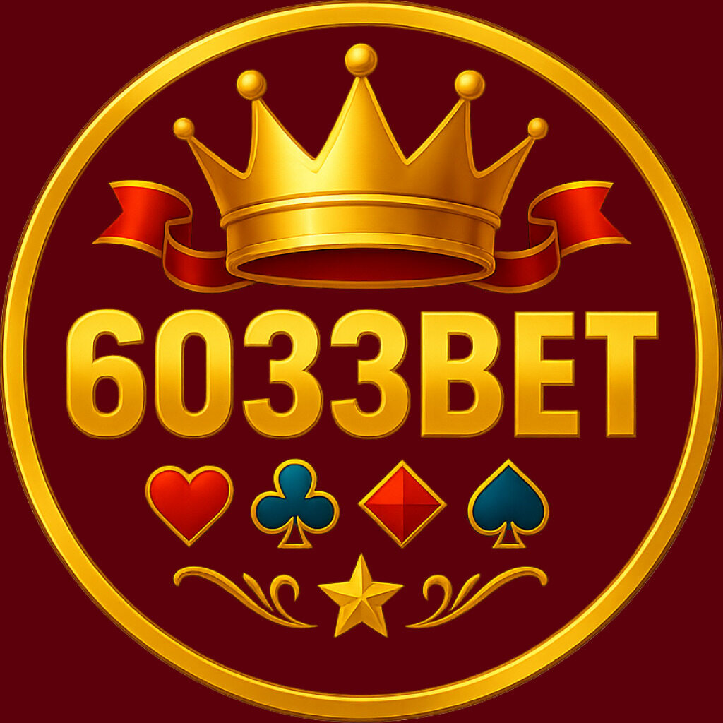 Golden crown 6033BET casino logo with card suits and luxury design