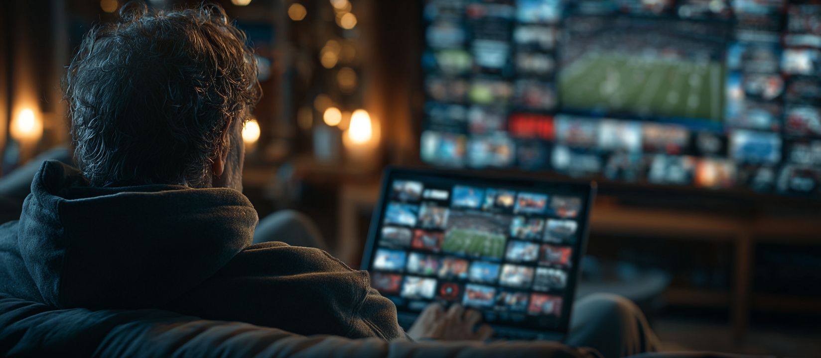 Sports fan watching live matches and betting with 6033BET platform