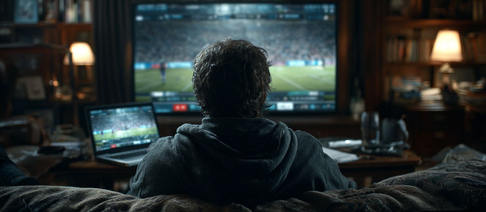 Experience live sports betting with 6033BET now Man enjoying football streaming and sports betting at 6033BET